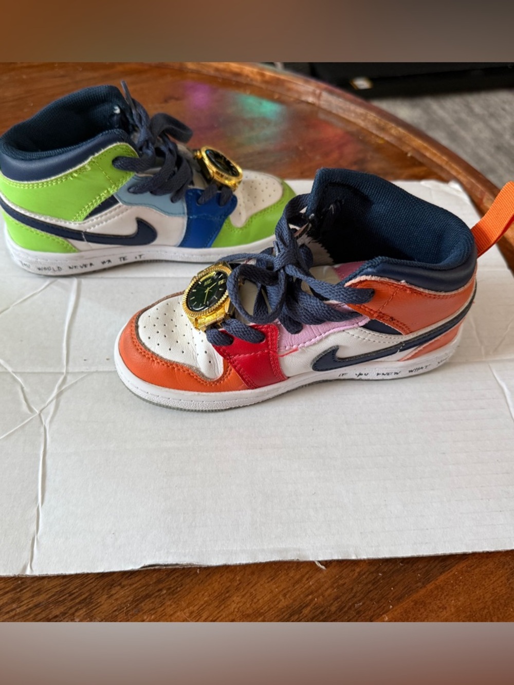 Kids limited edition Jordan 1s - Navy, Orange & Green